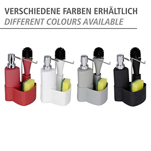 Wenko 3620121100 Dispensador de Gel Empire Rojo - con Cepillo, 0.25 L, Cerámica Soft-Touch, 11 x 19 x 12.5 cm, Rojo