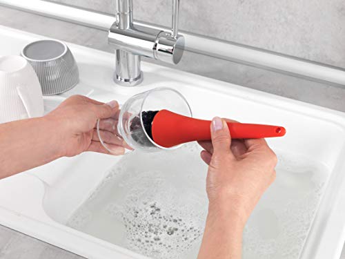 Wenko 3620121100 Dispensador de Gel Empire Rojo - con Cepillo, 0.25 L, Cerámica Soft-Touch, 11 x 19 x 12.5 cm, Rojo