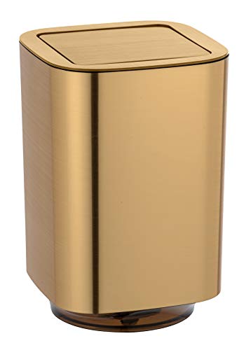 Wenko Auron Gold-Cubo de Basura con Tapa basculante, Dorado, 17,2 x 25,5 x 17,2 cm