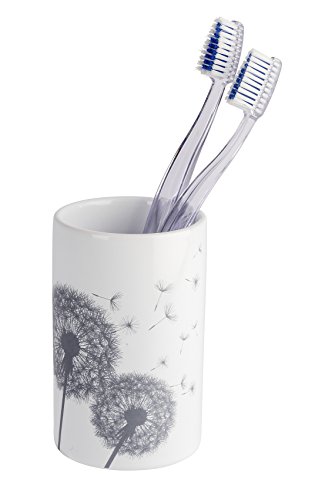 Wenko Zahnputzbecher Astera - Zahnbürstenhalter, für Zahnbürste und Zahnpasta, Keramik, Ø 7 x 11 cm, weiß