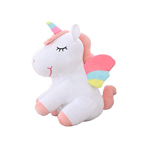 WENTS Peluche de Unicornio Juguete Peluche de Unicornio Cojines de Peluche del Sofá y Cama Juguete Regalo de Cumpleaños para Niños Blanco y Rosa