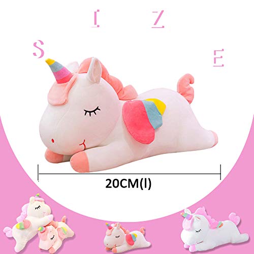 WENTS Peluche de Unicornio Juguete Peluche de Unicornio Cojines de Peluche del Sofá y Cama Juguete Regalo de Cumpleaños para Niños Blanco y Rosa