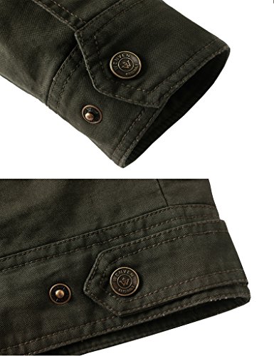 WenVen Chaqueta Casual Camuflaje Verde Militar Entallada Hombre X-Large