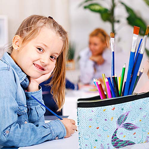 WERNNSAI Sirena Bolsa cosmética - Reversible Lentejuela Bolsa de Maquillaje para Monedero Bolso de Cosméticos para Chicas Regalo Lavable púrpura Bolsa de Aseo Brillante Estuche