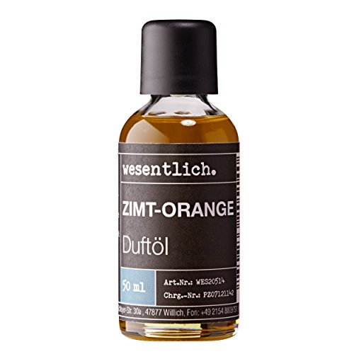 wesentlich - Aceite aromático de canela y naranja, 50 ml, ambientador prémium para lámparas y difusores, bienestar para los sentidos