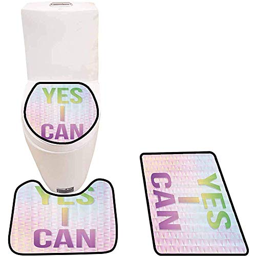 WEURIGEF Juego de Alfombrillas de baño de 3 Piezas Sí, Puedo Citar Juego de tapetes con Estampado de Estampados