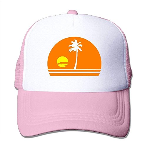 Wgmz82 & H Two-Tone Truck Driver Hat – Palm Tree & Sunset – Adjustable Mesh Hat XL