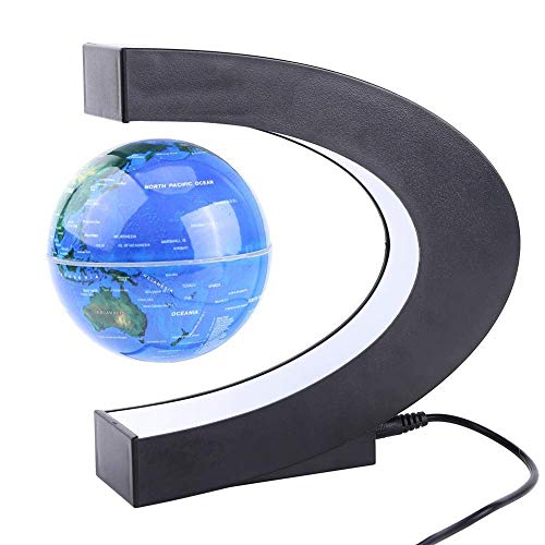 Wifehelper Globo Flotante con levitación magnética en Forma de C de 3 Pulgadas, levitación magnética giratoria misteriosamente en Forma de Globo terráqueo, decoración para el hogar y la Oficina