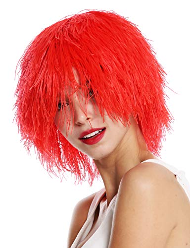 WIG ME UP- MMSLW-K120B Peluca de Mujer Hombre Carnaval despeinada despeluznada como Paja voluminosa Duende Payaso Color Rojo Fuego