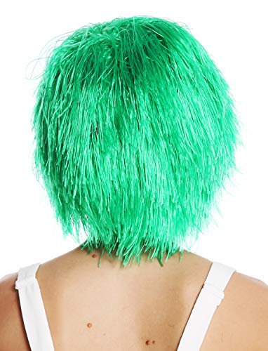 WIG ME UP- MMSLW-K427 Peluca de Mujer Hombre Carnaval despeinada despeluznada como Paja voluminosa Duende Payaso Color Verde