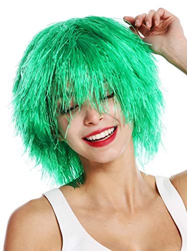 WIG ME UP- MMSLW-K427 Peluca de Mujer Hombre Carnaval despeinada despeluznada como Paja voluminosa Duende Payaso Color Verde