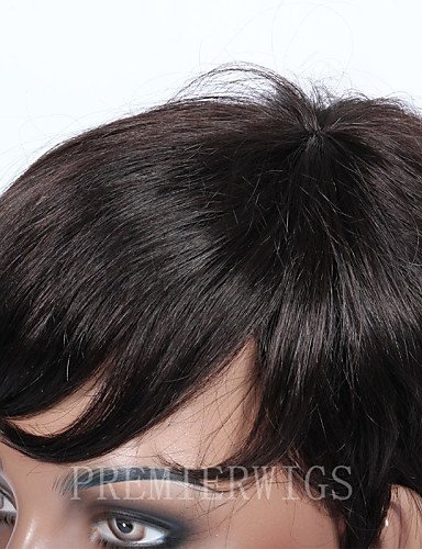 wigstyle pelucas europeos Moda pelo premierwigs Breve rizado estilo Rihanna Color Natural Pelo Humano Vergini brasiliani wigstyle pelucas sin capucha para las mujeres