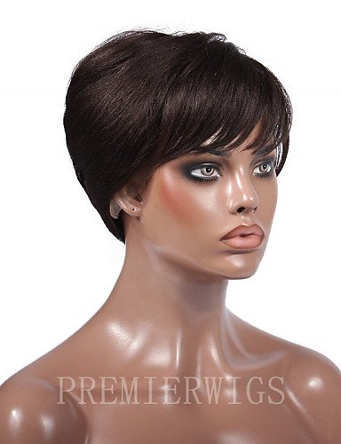 wigstyle pelucas europeos Moda pelo premierwigs estilo Rihanna Color Natural brasiliani Vergini pelucas de cabello humano sin capucha corto pelucas rectas para le