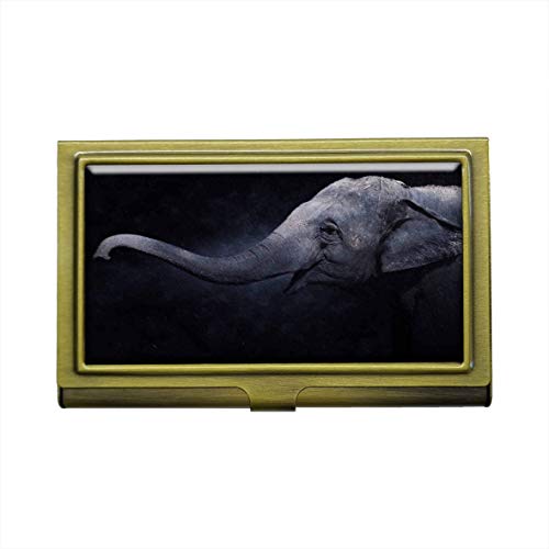 Wild Elephant Trunk Design Natura Tarjetero de negocios de metal bronce de acero inoxidable para tarjetas de visita, tarjetas de crédito, tarjetas de identificación, organizador