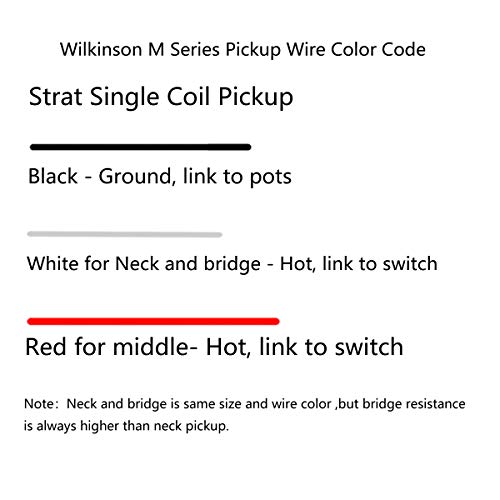 Wilkinson Juego de pastillas de bobina simple de cerámica Vintage Tone de LOW GAUSS para guitarra estilo Strat, negro