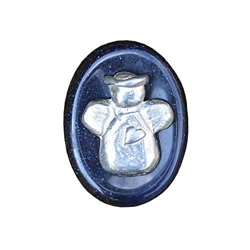 William Sturt - Ángel de la Guarda en Forma de corazón con Cristal de Recarga de Piedra Dorada Azul, Cristal de ángel, Hecho a Mano, en Peltre Fino