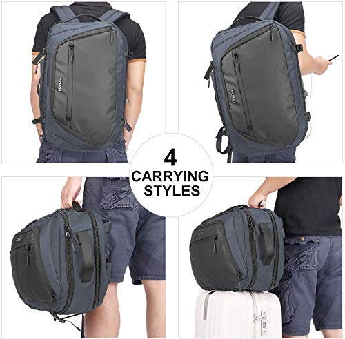 Wind Took Mochila para Portatíl 17 Pulgadas Equipaje de Mano Mochila Viaje Grande Impermeable Poliéster + PU Multifuncional para Trabajo/Vacacinones/Colegio/Viaja de Negocios/Azul