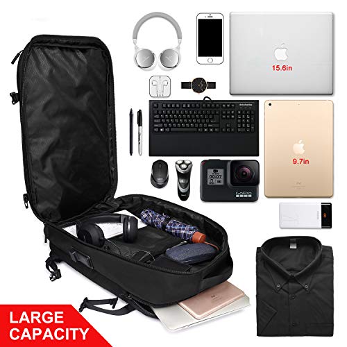 Wind Took Mochila portatil 15.6 Pulgadas de Hombre Mochila Trabajo Hombre Mochila Ordenador portatil Impermeable para Trabajo/viaja de Negocios/Escolar Negro