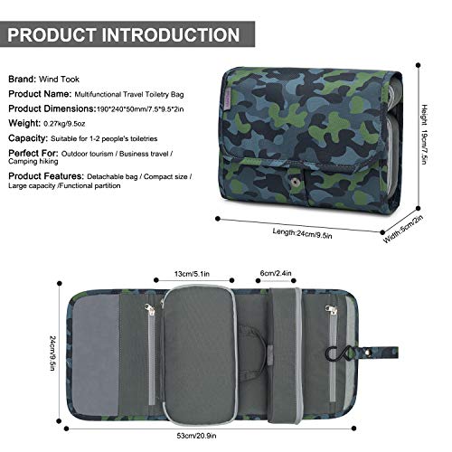 Wind Took Neceser de Viaje para Colgar Neceser Maquillaje Grande Bolsas de Aseo Cosméticos Organizador Accesorios de Baño Plegable Neceser Viajes Vacaciones Viajes de Negocios