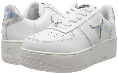 Windsor Smith POP Rosy Brave, Zapatillas de Gimnasio para Mujer, White Silver Holographic, 41 EU