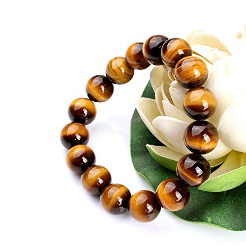 WINGLESCOUT Pulsera de Cuentas de Chakras Naturales - Pulsera Ajustable de curación de Piedras Preciosas, difusor de aceites Esenciales, Pulsera elástica para Yoga (Tiger Eye Beaded)