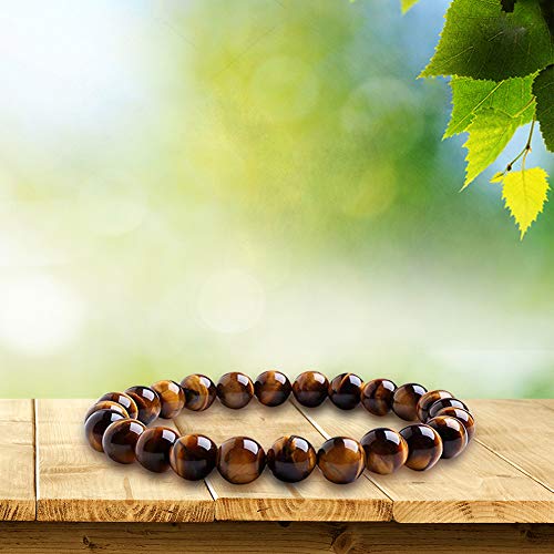WINGLESCOUT Pulsera de Cuentas de Chakras Naturales - Pulsera Ajustable de curación de Piedras Preciosas, difusor de aceites Esenciales, Pulsera elástica para Yoga (Tiger Eye Beaded)