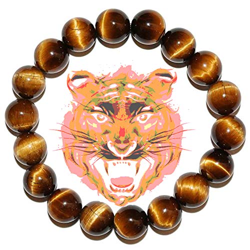 WINGLESCOUT Pulsera de Cuentas de Chakras Naturales - Pulsera Ajustable de curación de Piedras Preciosas, difusor de aceites Esenciales, Pulsera elástica para Yoga (Tiger Eye Beaded)