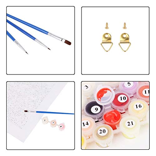 WISKALON Pintar por Numeros, DIY Pintura acrílica Kit para Principiantes Adultos y Niños - Tigre Colorido 16 * 20 Pulgadas con Pinceles y Pinturas DIY Pintura al óleo (con Marco de Madera)