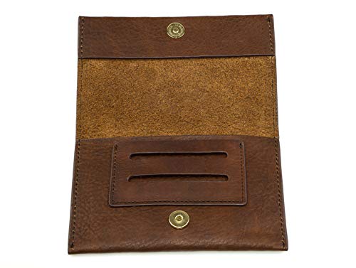 WLDOHO Bolsa de Tabaco para Liar I Cuero Genuino Nappa I Tabaquera con Compartimento para Papeles, Tabaco Suelto, Filtros y Mechero I Estuche Clásico de Accesorios Fumadores Hombres y Mujeres (Marrón
