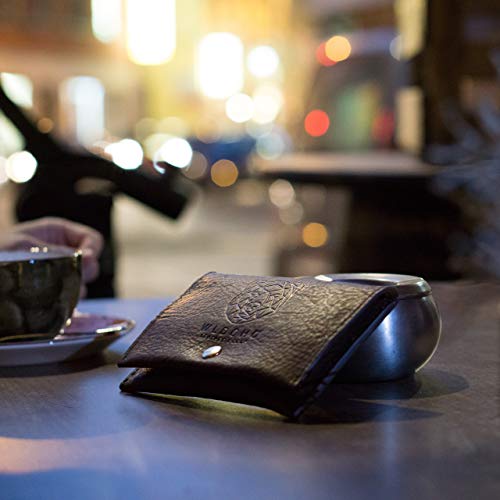 WLDOHO Bolsa de Tabaco para Liar I Cuero Genuino Nappa I Tabaquera con Compartimento para Papeles, Tabaco Suelto, Filtros y Mechero I Estuche Clásico de Accesorios Fumadores Hombres y Mujeres (Marrón