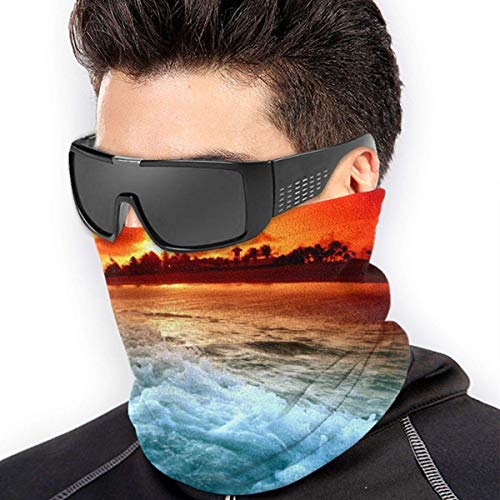 WlQshop Calentadores de Cuello Sunset Wave Neck Gaiter Mascarilla Bufandas Headband For Men Women Sun UV Wind Dust Protection Skiing Riding Running