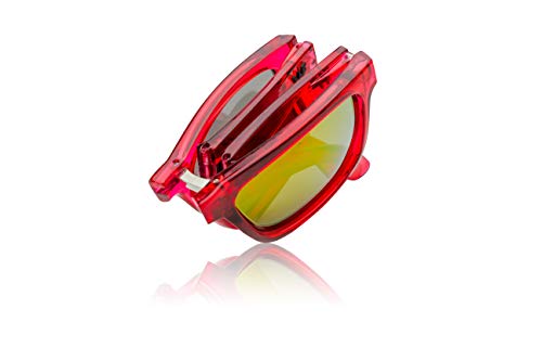 WOLFIRE SC Gafas de sol Plegables Polarizadas para hombre, Filtros UV 400, 100% protección (Rojo/rojo)