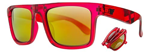 WOLFIRE SC Gafas de sol Plegables Polarizadas para hombre, Filtros UV 400, 100% protección (Rojo/rojo)