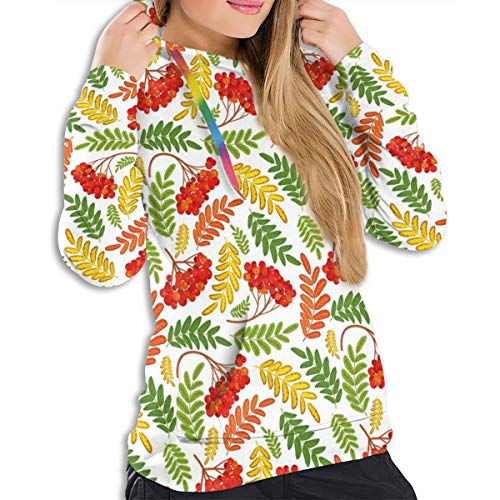 Women's Hoodies Tops,Autumnal Flora Wild Rural Nature Pattern Botanical Theme with Vibrant Colorful Leaves,Hoodie Sweatshirt Apparel for Women,Lady, Teens and Girls,Size:XL