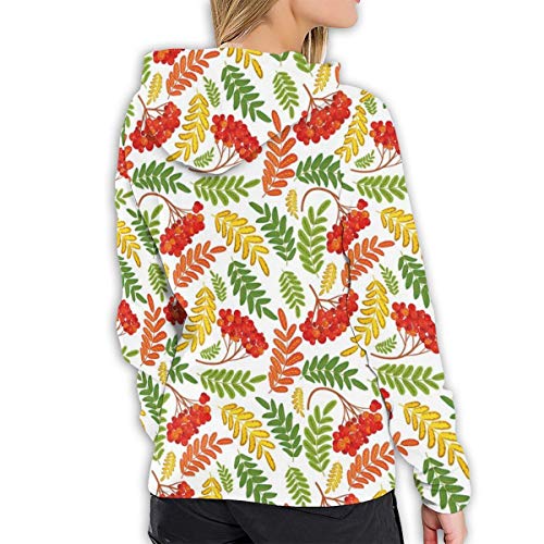 Women's Hoodies Tops,Autumnal Flora Wild Rural Nature Pattern Botanical Theme with Vibrant Colorful Leaves,Hoodie Sweatshirt Apparel for Women,Lady, Teens and Girls,Size:XL