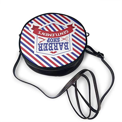 Women's Summer Round Bag, Vintage Emblem Of Barber Shop Flag Fashion Crossbody Shoulder Handbag Sling Purse