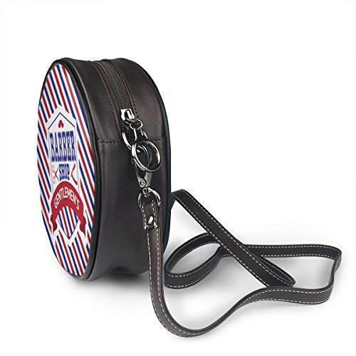 Women's Summer Round Bag, Vintage Emblem Of Barber Shop Flag Fashion Crossbody Shoulder Handbag Sling Purse