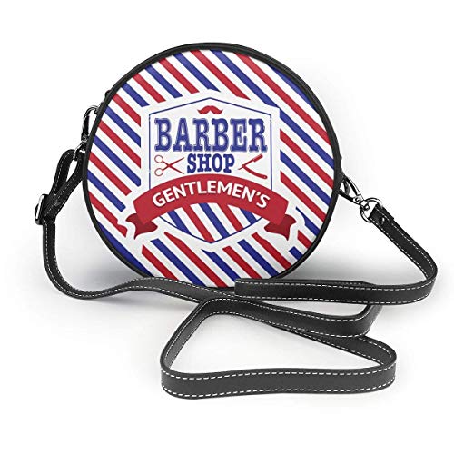 Women's Summer Round Bag, Vintage Emblem Of Barber Shop Flag Fashion Crossbody Shoulder Handbag Sling Purse