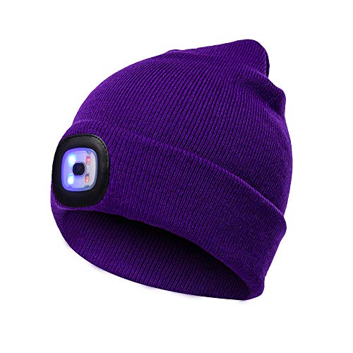 wopiaol Gorro de Punto con iluminación LED Multifuncional con luz Intermitente roja y Azul con función de Advertencia