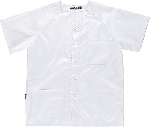 Work Team Casaca Sanitario Botones Manga Corta, un Bolso de Pecho y Dos Bajos. Hombre Blanco XL