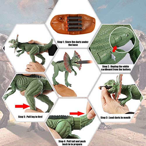 WOSTOO Juego de Dinosaurios, Catapult Boca Dinosaur Toy Realistic Jurassic Dinosaur Green con Ojos Brillantes, Sonidos y para niños pequeños Niños niñas