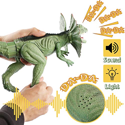 WOSTOO Juego de Dinosaurios, Catapult Boca Dinosaur Toy Realistic Jurassic Dinosaur Green con Ojos Brillantes, Sonidos y para niños pequeños Niños niñas