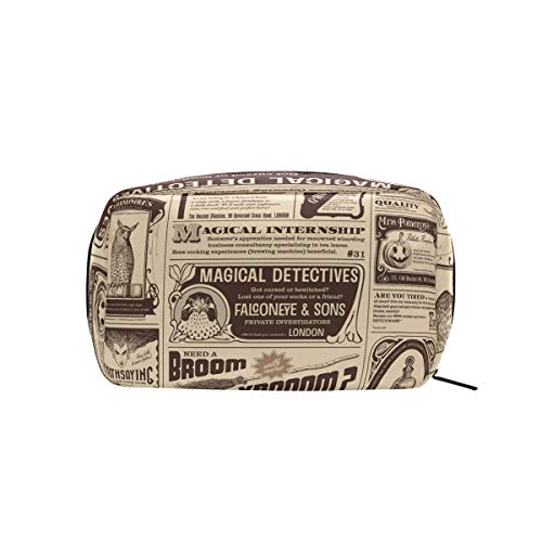 WowPrint Bolsa de maquillaje, viejo periódico de viaje portátil de embrague cosméticos neceser bolsa de maquillaje para mujeres damas niñas