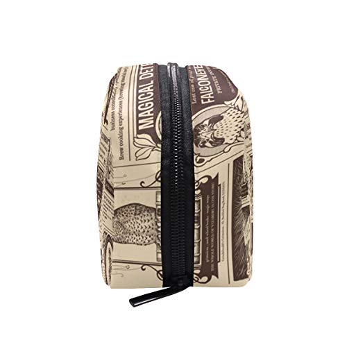 WowPrint Bolsa de maquillaje, viejo periódico de viaje portátil de embrague cosméticos neceser bolsa de maquillaje para mujeres damas niñas