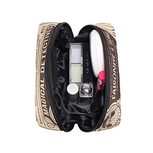 WowPrint Bolsa de maquillaje, viejo periódico de viaje portátil de embrague cosméticos neceser bolsa de maquillaje para mujeres damas niñas