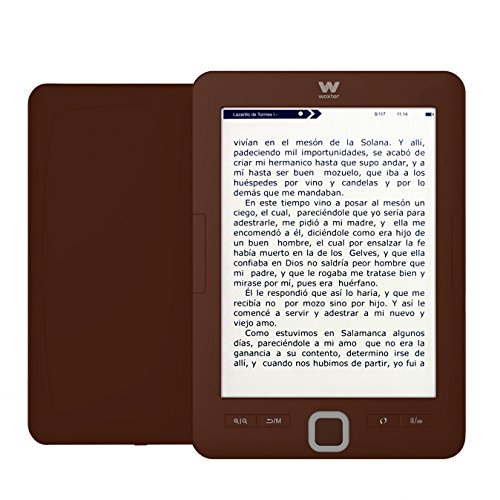 Woxter E-Book Scriba 195 Chocolate- Lector de Libros electrónicos 6" (1024x758, E-Ink Pearl Pantalla más Blanca, EPUB, PDF) Micro SD, Guarda más de 4000 Libros, Textura engomada, Color Chocolate