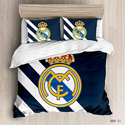 WPHRL Aficionado al fútbol en Blanco y Negro 3D Funda nórdica de 220x240cm Juego de Ropa de Cama de Microfibra Ligera (1 Funda nórdica + 2 Fundas de Almohada 50x75cm)