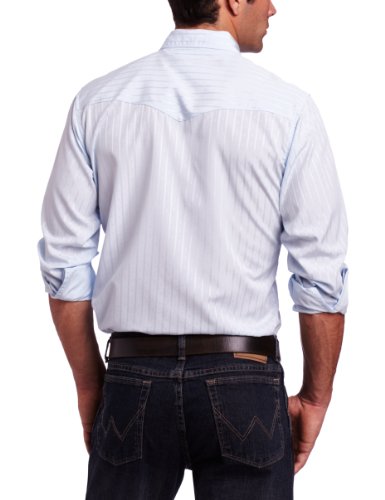 Wrangler Men's Tall Sport Western Snap Shirt Dobby Stripe, Blue, 2X - Large Tall