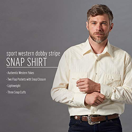 Wrangler Men's Tall Sport Western Snap Shirt Dobby Stripe, Blue, 2X - Large Tall