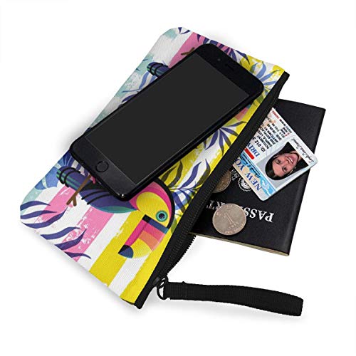 Wrution Botanical Seamless Marrón coloración del Cabello <BR>Touca - Monedero de Lona Personalizable con Cremallera, tamaño pequeño, Portable, Gran Capacidad